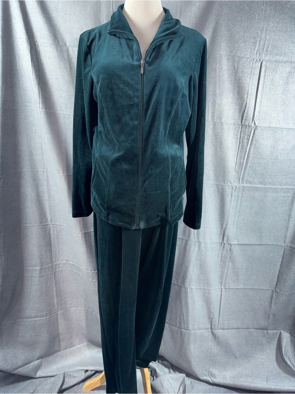 2450-Westbound Velvet Zip-Front Track Jacket and Joggers - Dark Teal